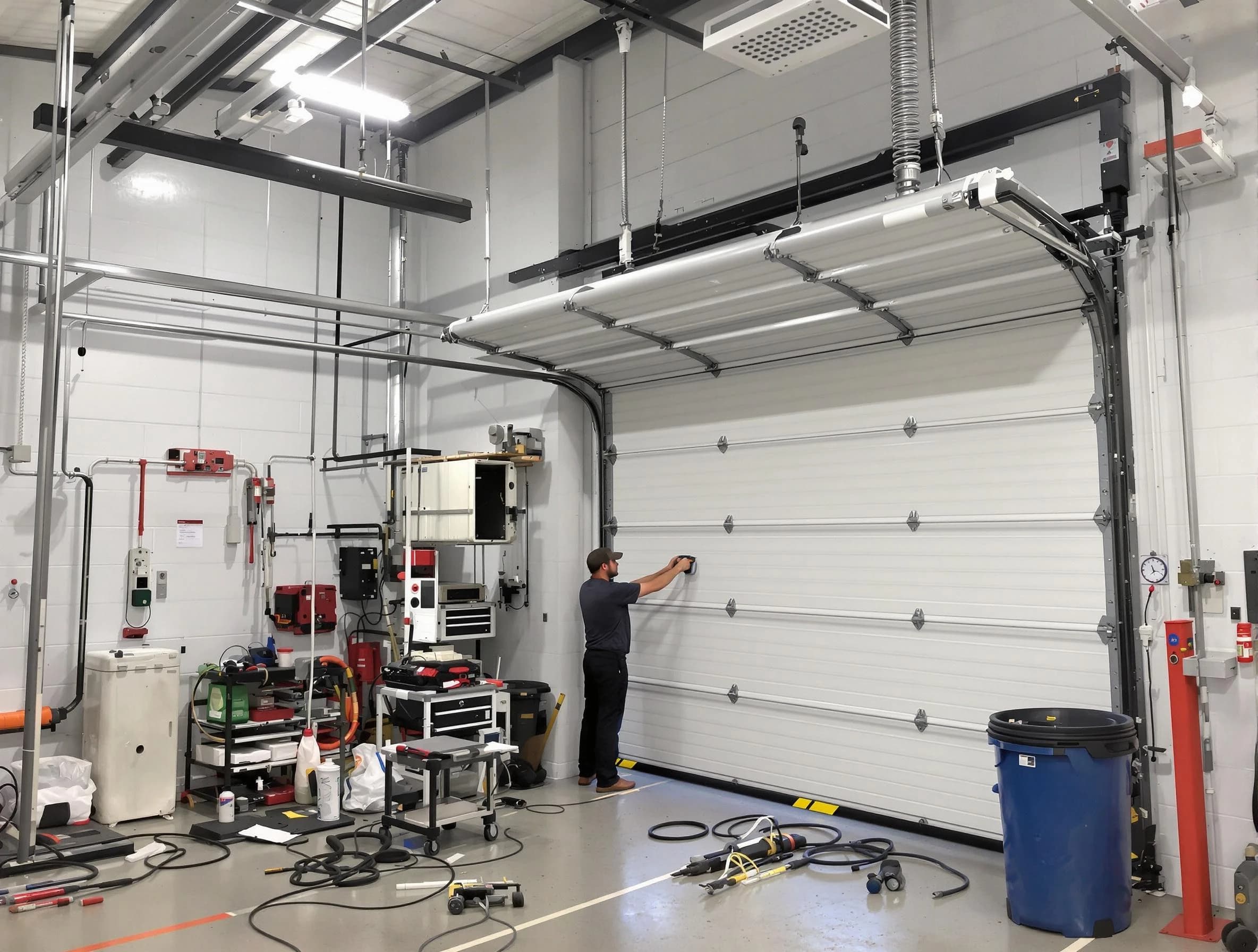 Fair Oaks Garage Door Repair certified technician performing commercial door repair at a Fair Oaks business facility