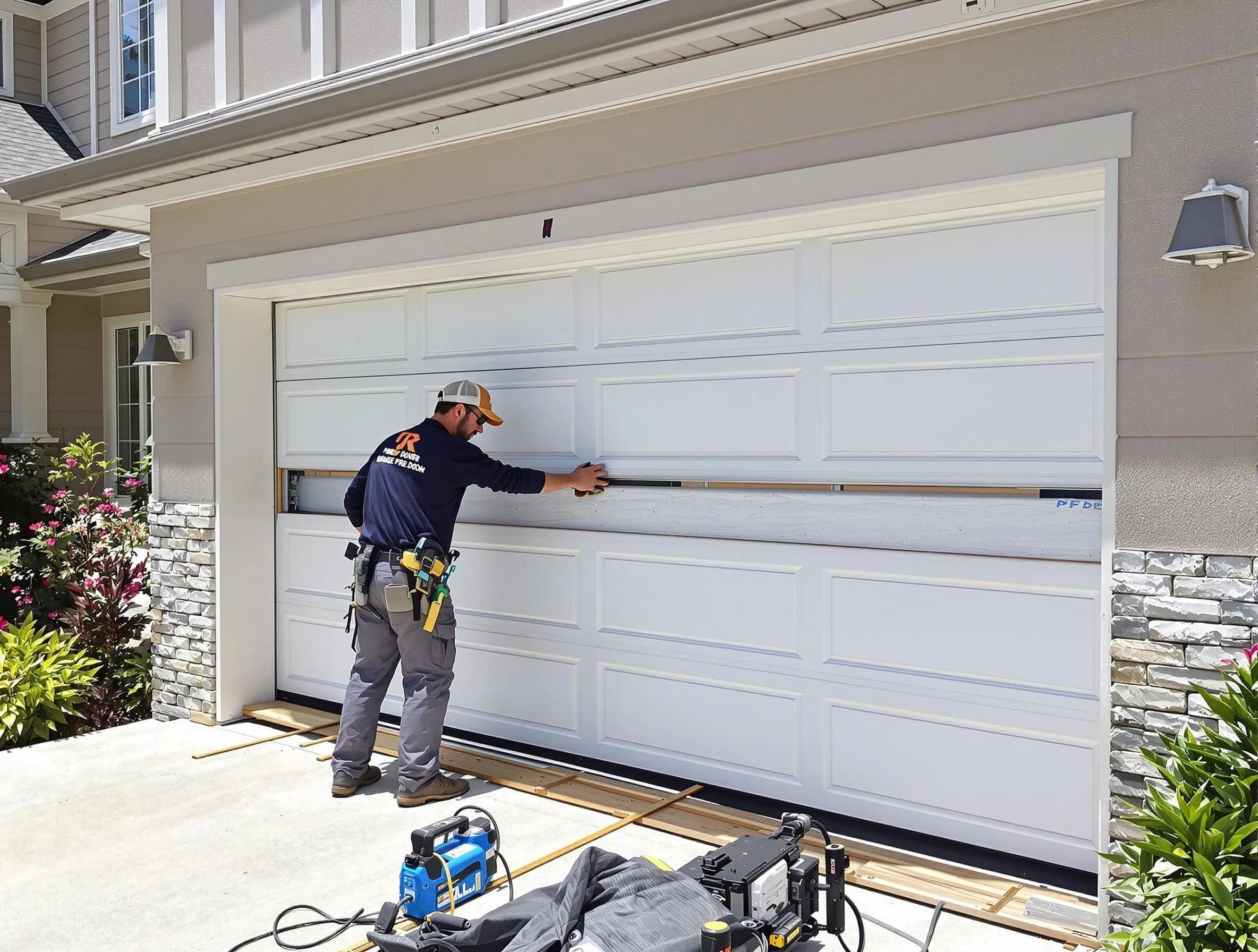 Fair Oaks Garage Door Repair team performing complete garage door replacement at Fair Oaks residence