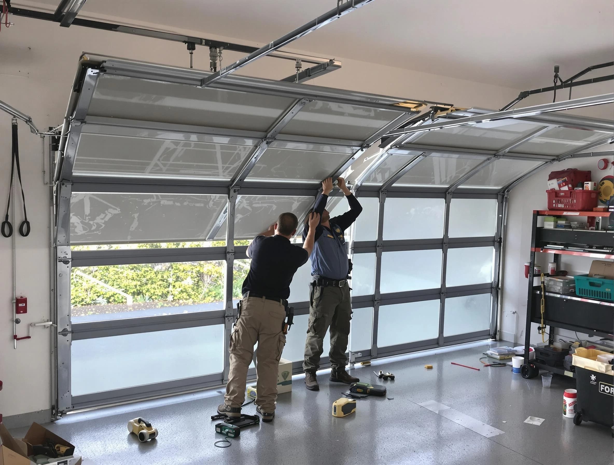 Fair Oaks Garage Door Repair expert performing precise panel replacement on Fair Oaks garage door