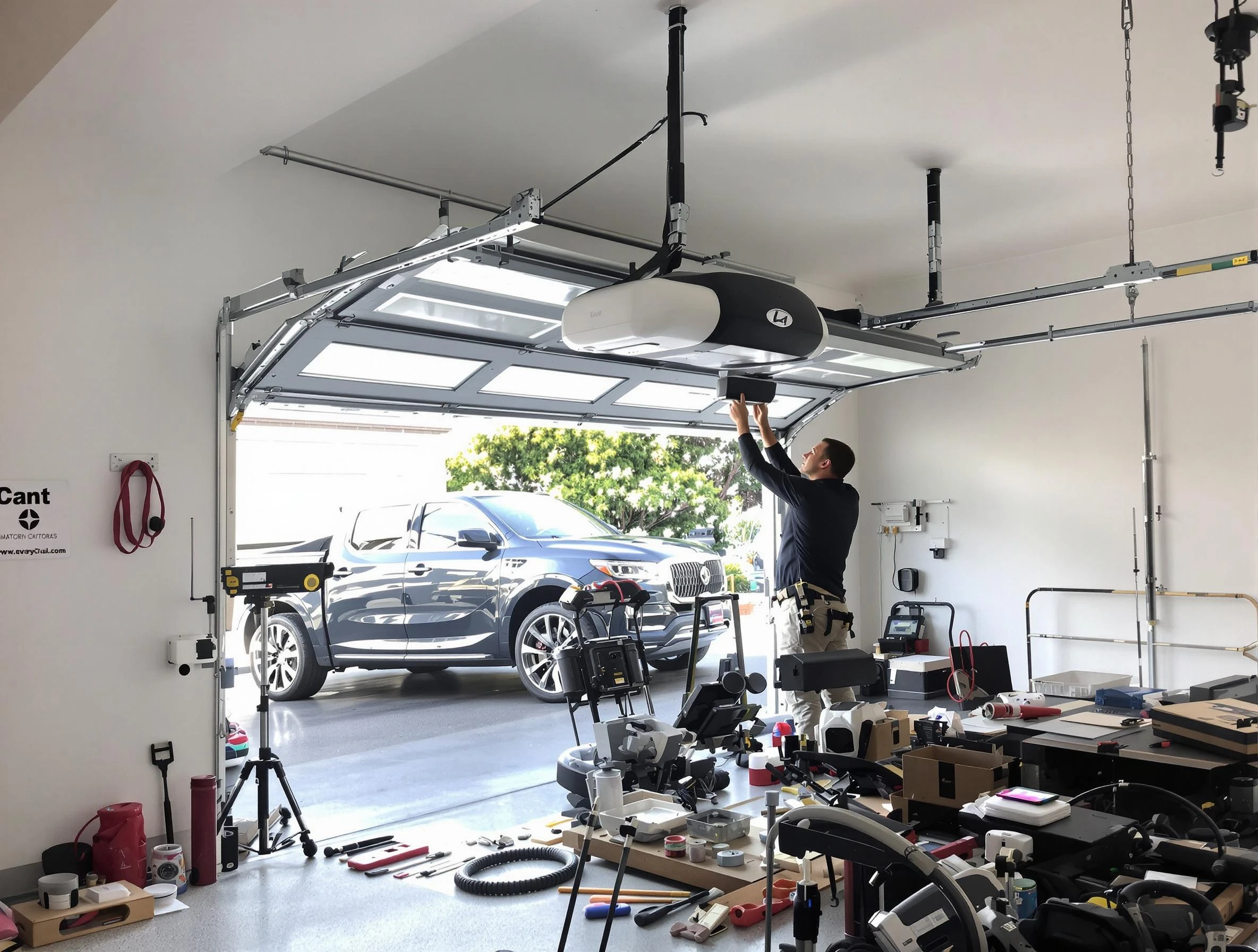Fair Oaks Garage Door Repair specialist installing smart garage door opener system in Fair Oaks home