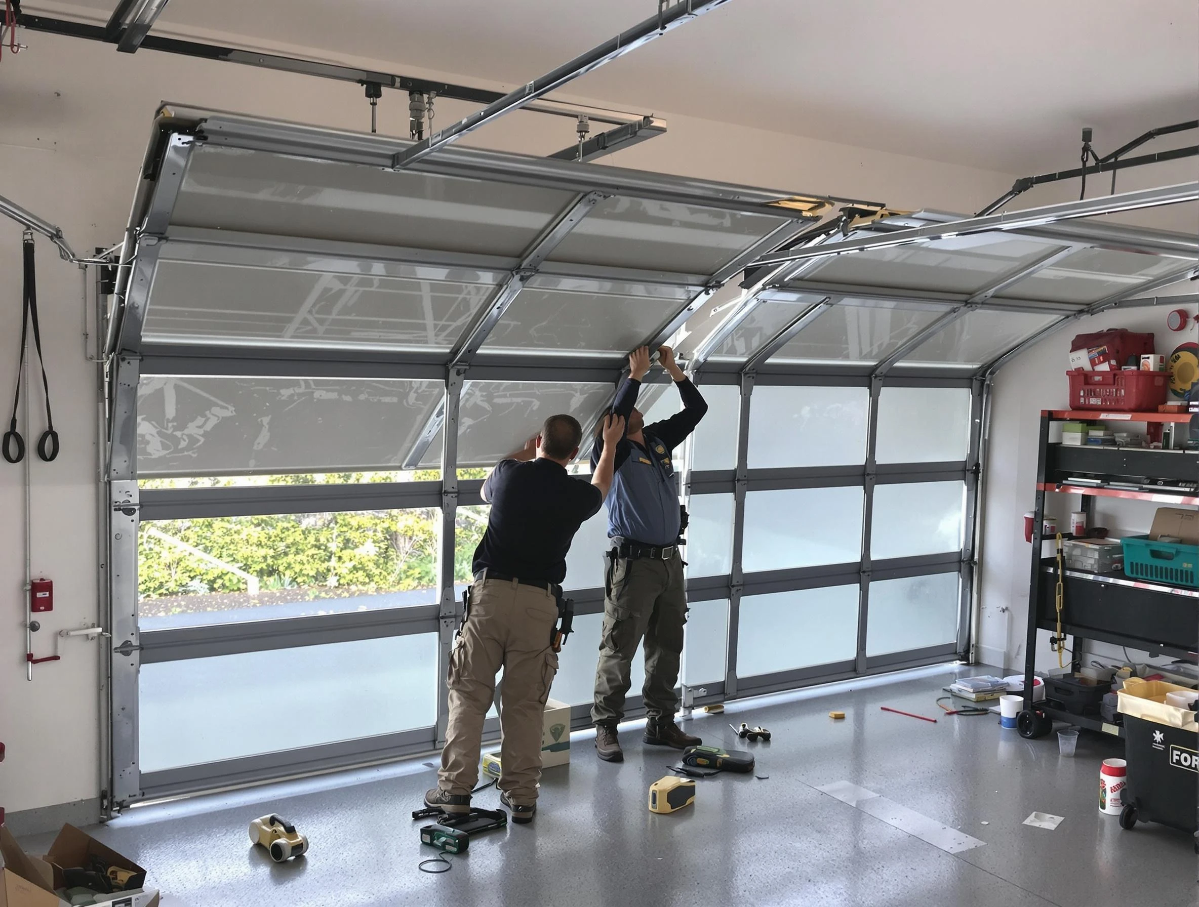 Fair Oaks Garage Door Repair expert performing precise panel replacement on Fair Oaks garage door