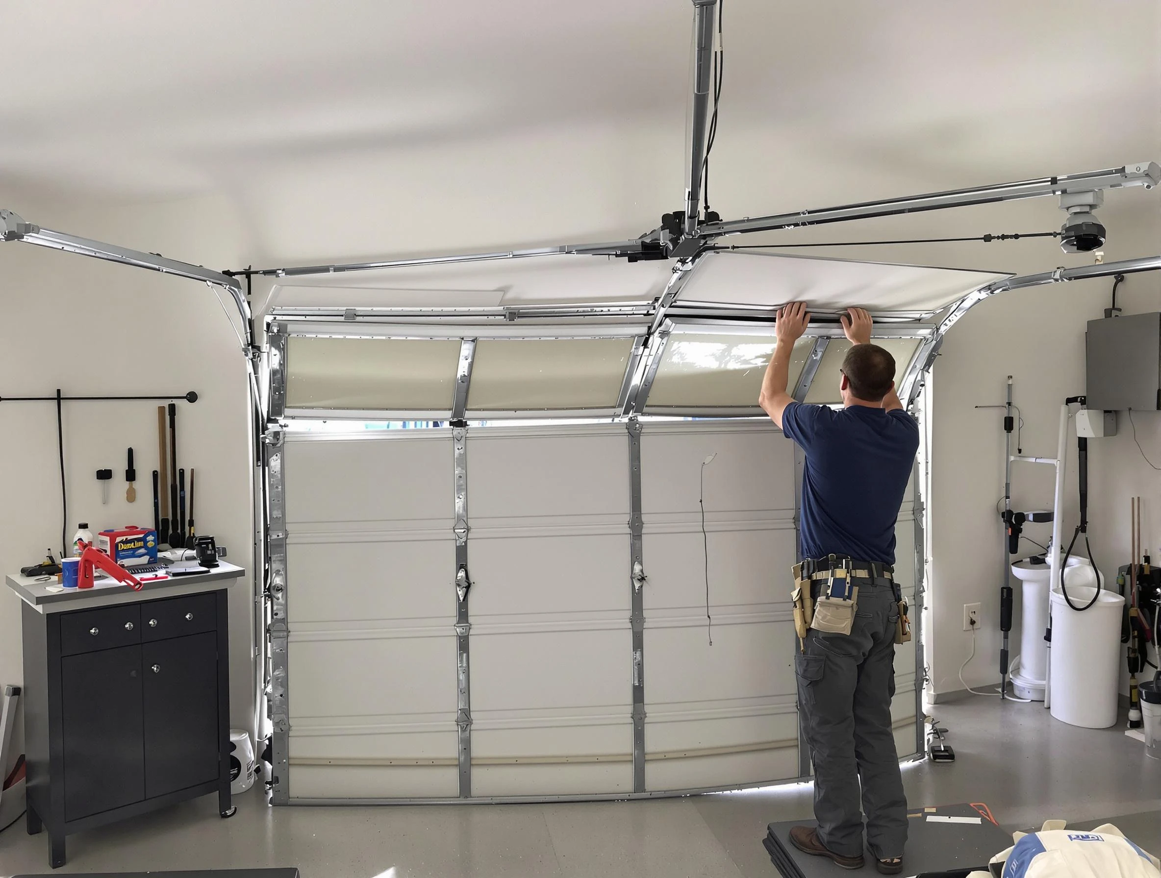 Fair Oaks Garage Door Repair specialist performing precise section replacement on Fair Oaks garage door